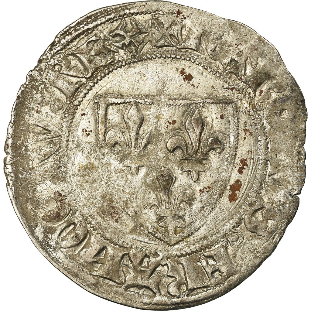 Monnaie, France, Charles VI, Blanc Guénar, TB, Billon, Duplessy:377