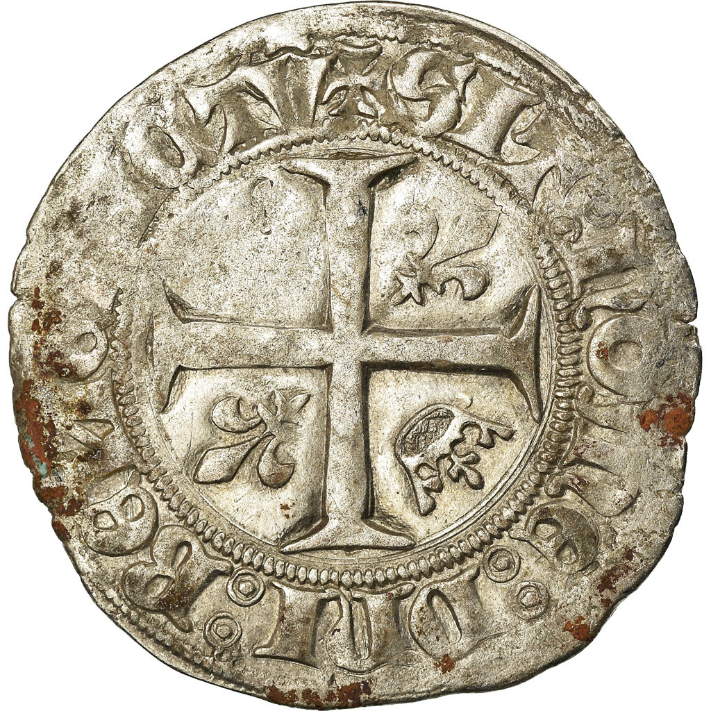 Monnaie, France, Charles VI, Blanc Guénar, TB, Billon, Duplessy:377