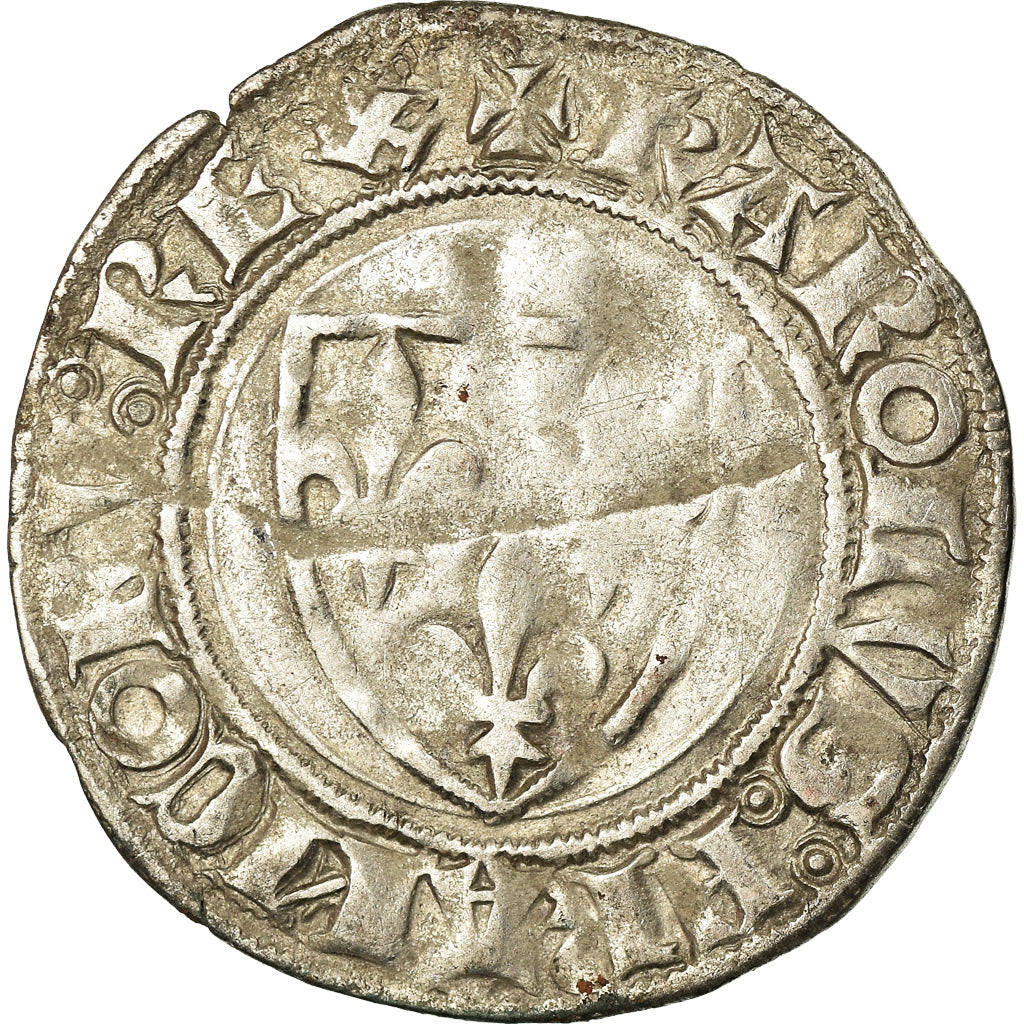 Coin, France, Charles VI, Blanc Guénar, VF(20-25), Billon, Duplessy:377