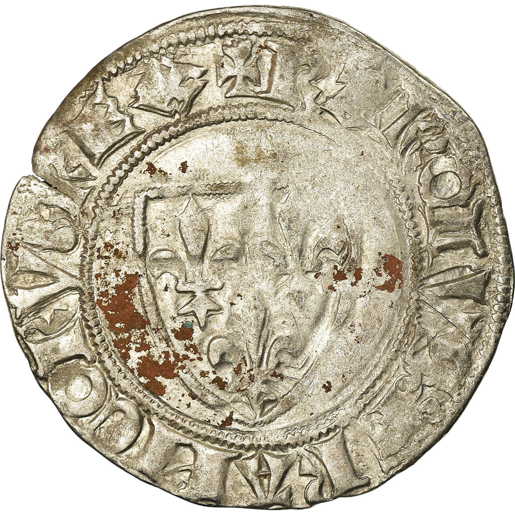 Monnaie, France, Charles VI, Blanc Guénar, TB, Billon, Duplessy:377