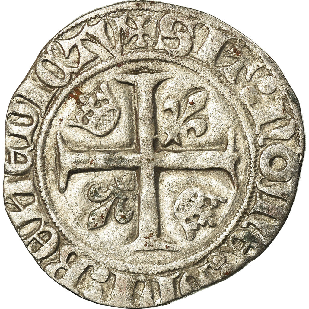 Coin, France, Charles VI, Blanc Guénar, VF(20-25), Billon, Duplessy:377