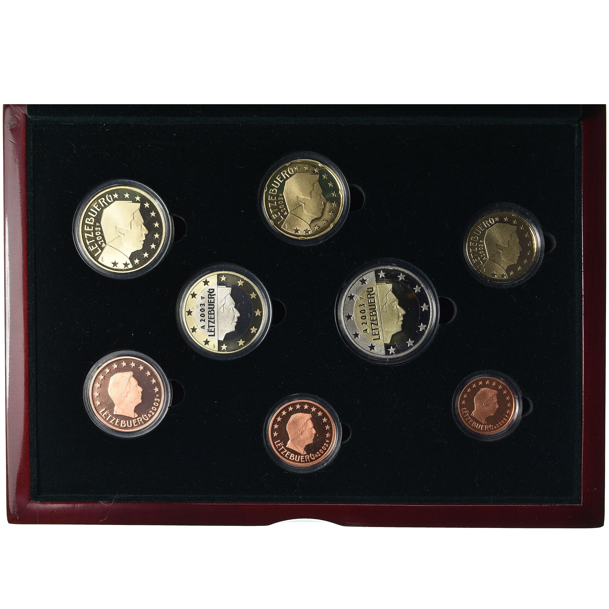 Luxembourg, Coffret Belle Epreuve, 2003, 1c à 2€, FDC