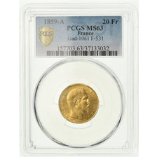 Coin, France, Napoleon III, Napoléon III, 20 Francs, 1859, Paris, PCGS, MS63
