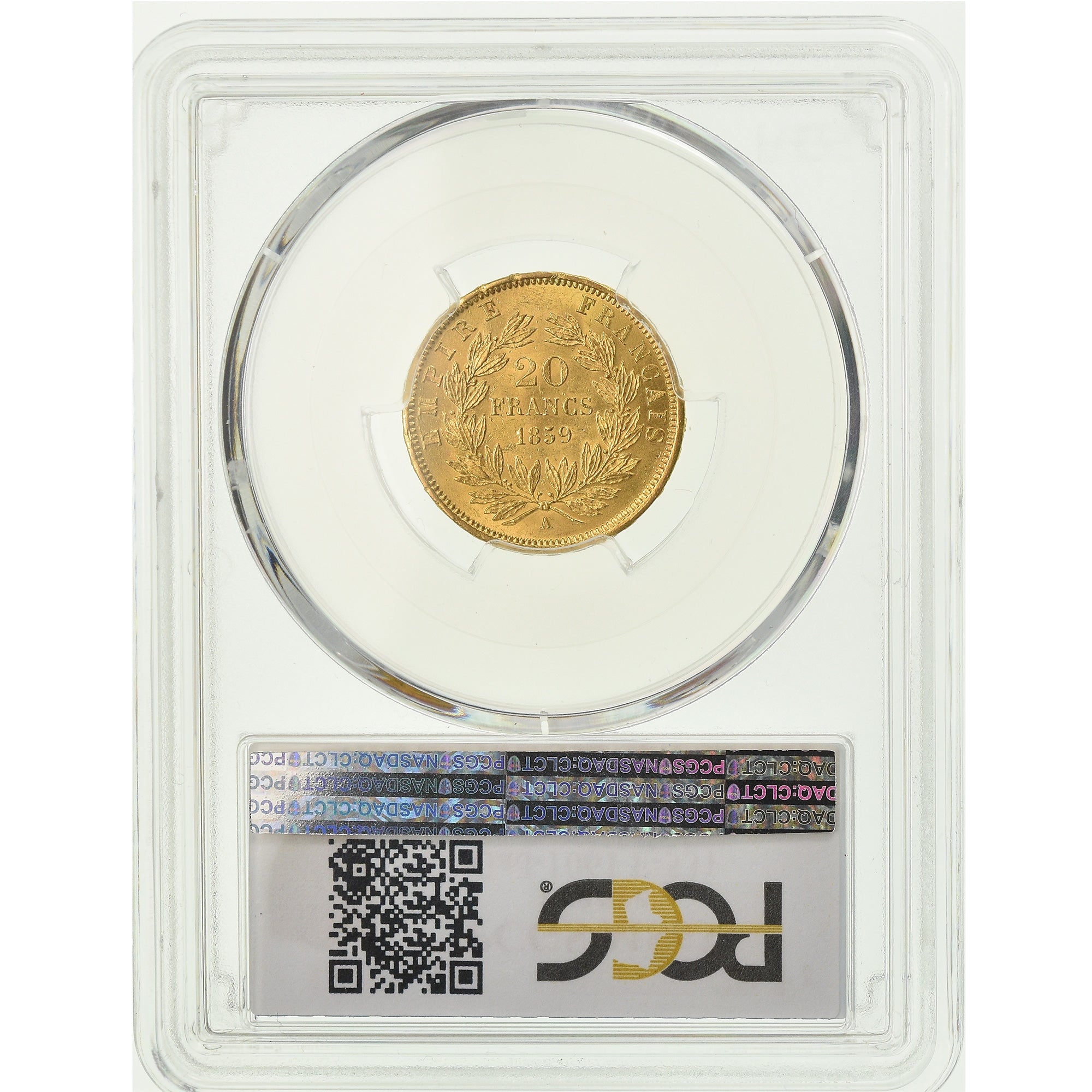 Coin, France, Napoleon III, Napoléon III, 20 Francs, 1859, Paris, PCGS, MS63