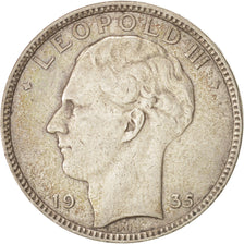 Belgium, 20 Francs, 20 Frank, 1935, Silver, KM:105