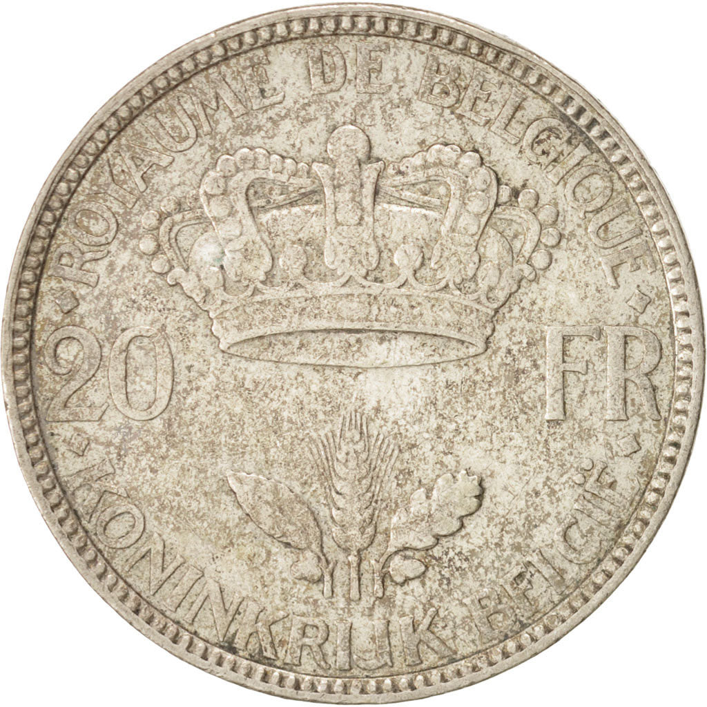 Belgium, 20 Francs, 20 Frank, 1935, Silver, KM:105