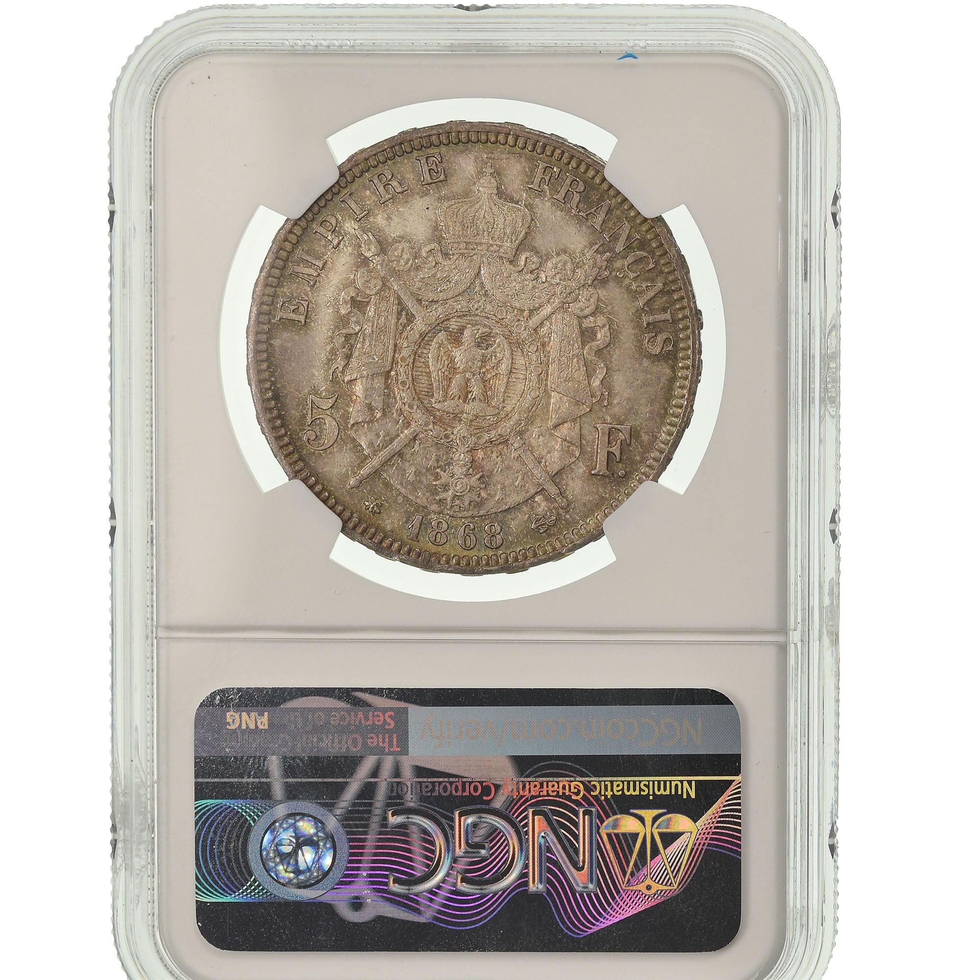 Monnaie, France, Napoleon III, Napoléon III, 5 Francs, 1868, Paris, NGC, MS64