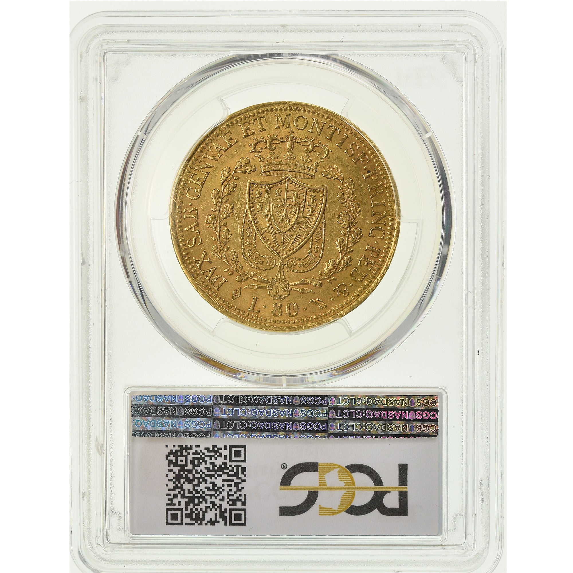 Moeda, ESTADOS ITALIANOS, SARDINIA, Carlo Felice, 80 Lire, 1826, Torino, PCGS