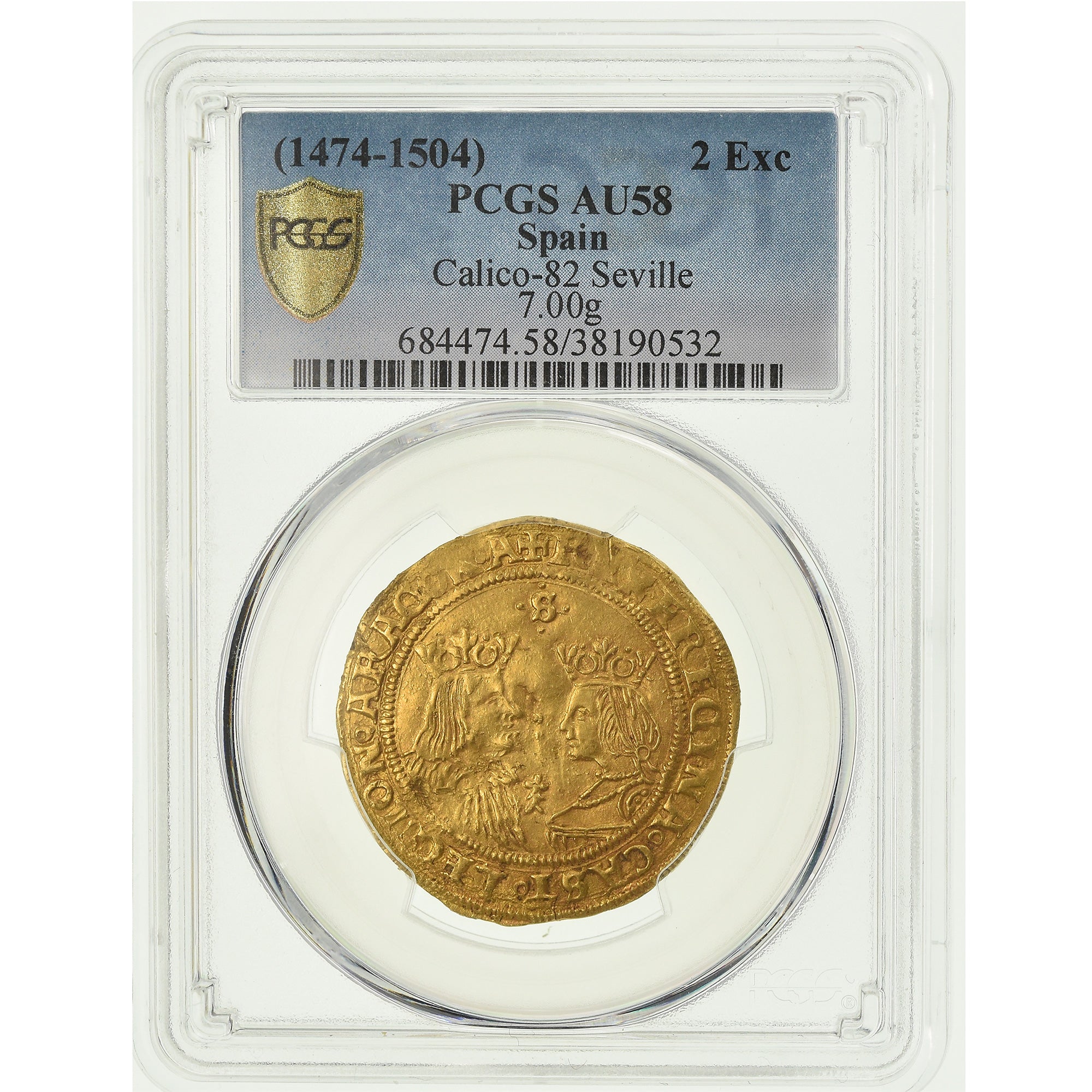 Monnaie, Espagne, Ferdinand & Isabelle, Double Excellente, Seville, PCGS, AU58