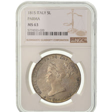 Moneda, Estados italianos, PARMA, Maria Luigia, 5 Lire, 1815, Parma, NGC, MS63