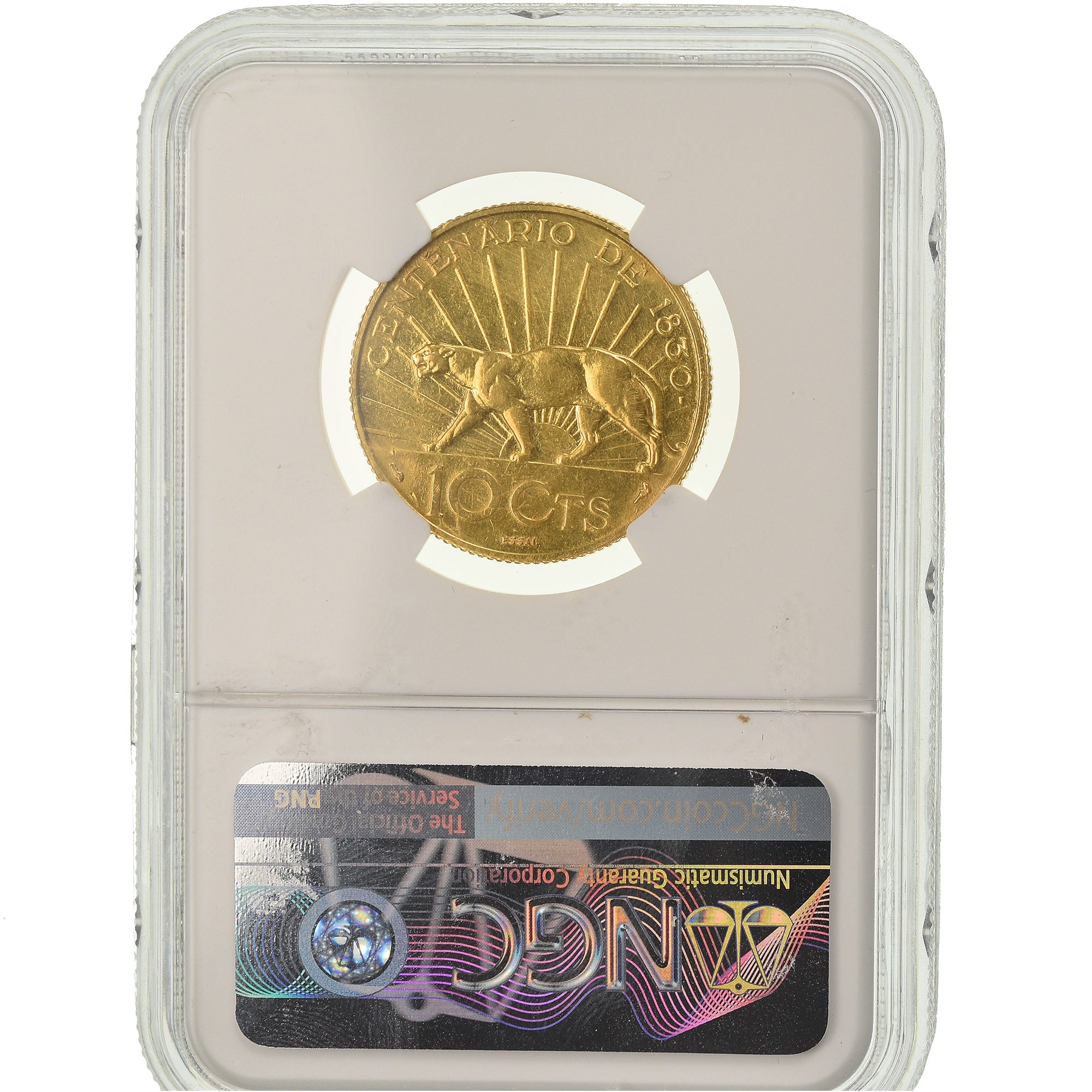 Moneda, Uruguay, 10 Centesimos, 1930, Paris, NGC, UNC Details, Oro, KM:E10