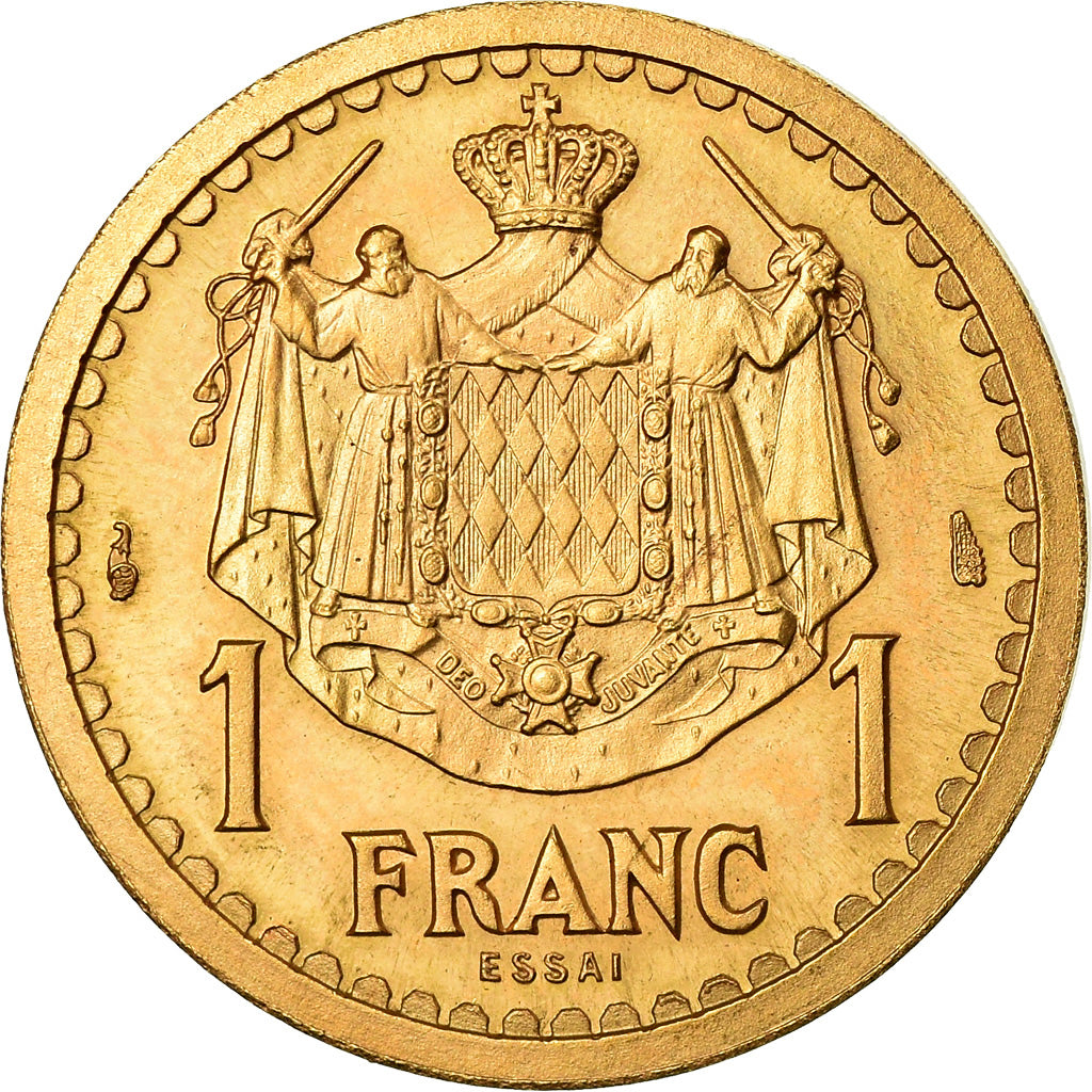 Coin, Monaco, Louis II, Franc, Undated (1943), ESSAI, MS(63), Gold, KM:E6
