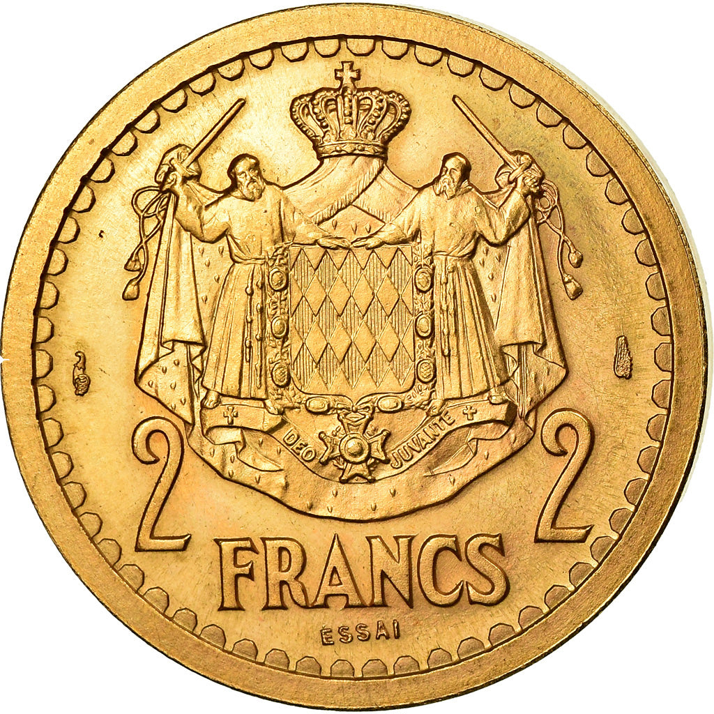 Monnaie, Monaco, Louis II, 2 Francs, Undated (1943), ESSAI, SPL, Or, Gadoury:MC
