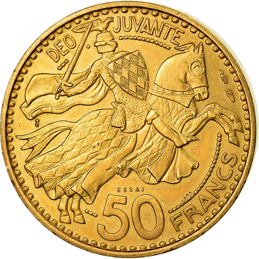 Coin, Monaco, Rainier III, 50 Francs, 1950, Essai-Piéfort, MS(63), Gold