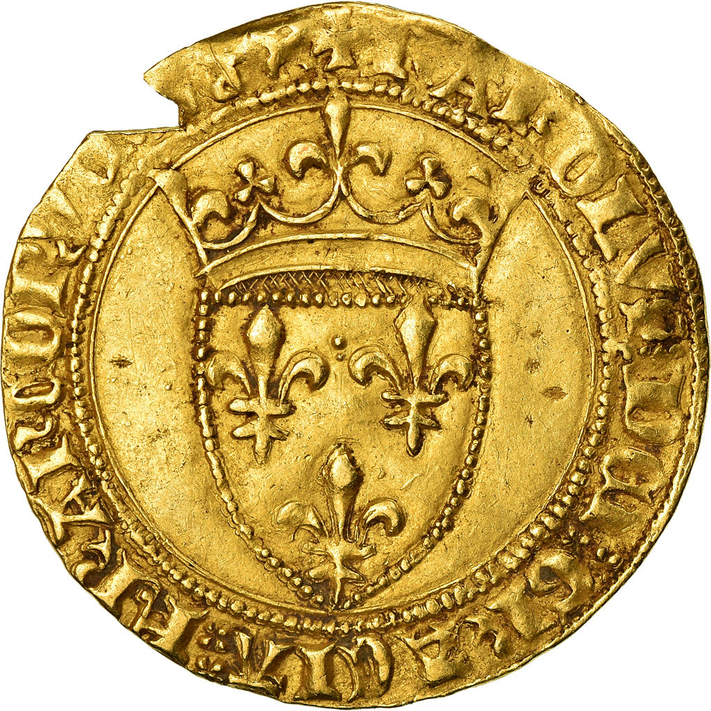 Moneta, Francja, Charles VI, Ecu d'or, Undated, VF(30-35), Złoto, Duplessy:369