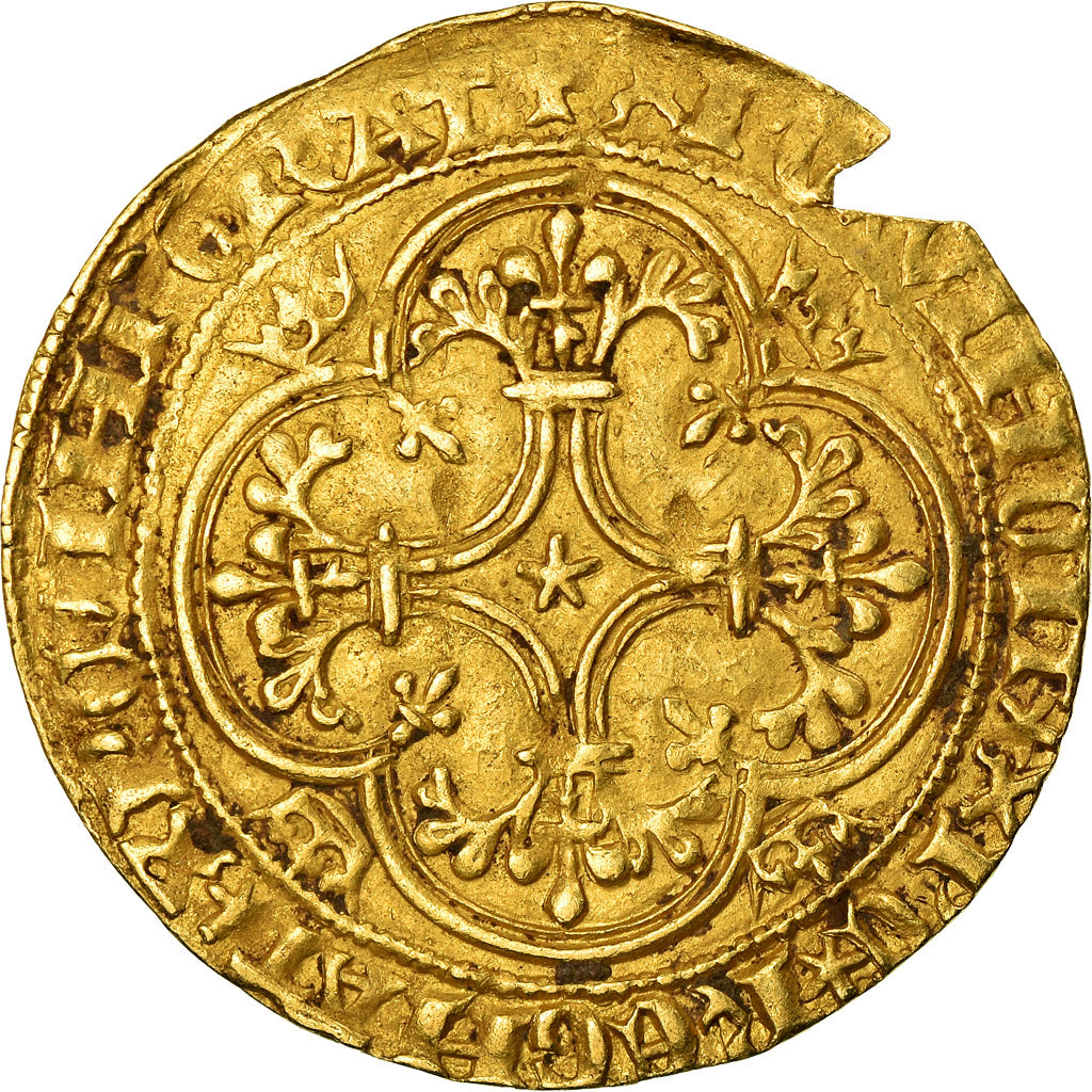 Moneta, Francja, Charles VI, Ecu d'or, Undated, VF(30-35), Złoto, Duplessy:369