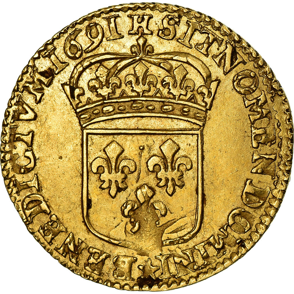 Münze, Frankreich, Louis XIV, 1/2 Louis d'or, 1691, La Rochelle, SS, Gold