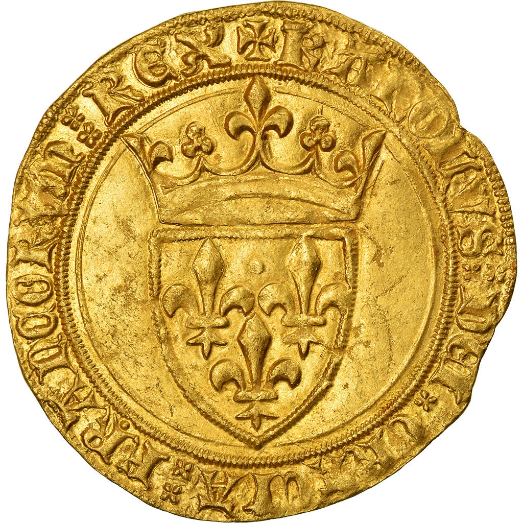 Coin, France, Charles VI, Ecu d'or, Paris, MS(60-62), Gold, Duplessy:369B