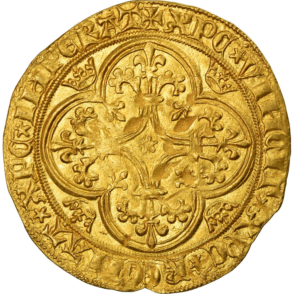 Coin, France, Charles VI, Ecu d'or, Paris, MS(60-62), Gold, Duplessy:369B