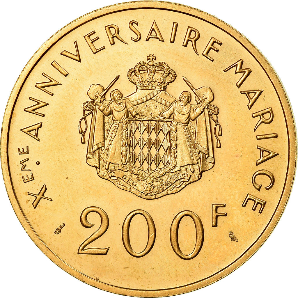 Münze, Monaco, Grace et Rainier III, 200 Francs, 1966, Paris, UNZ, Gold, KM:M2