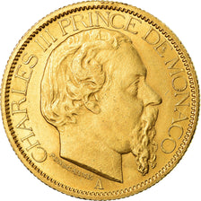 Coin, Monaco, Charles III, 100 Francs, Cent, 1884, Paris, AU(55-58), Gold, KM:99