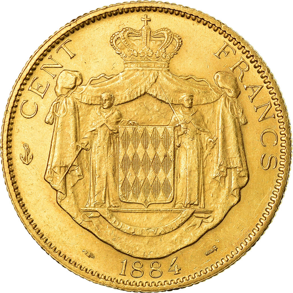 Coin, Monaco, Charles III, 100 Francs, Cent, 1884, Paris, AU(55-58), Gold, KM:99
