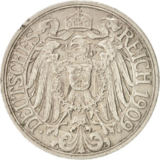 GERMANY - EMPIRE, Wilhelm II, 25 Pfennig, 1909, Stuttgart, Nickel, KM:18