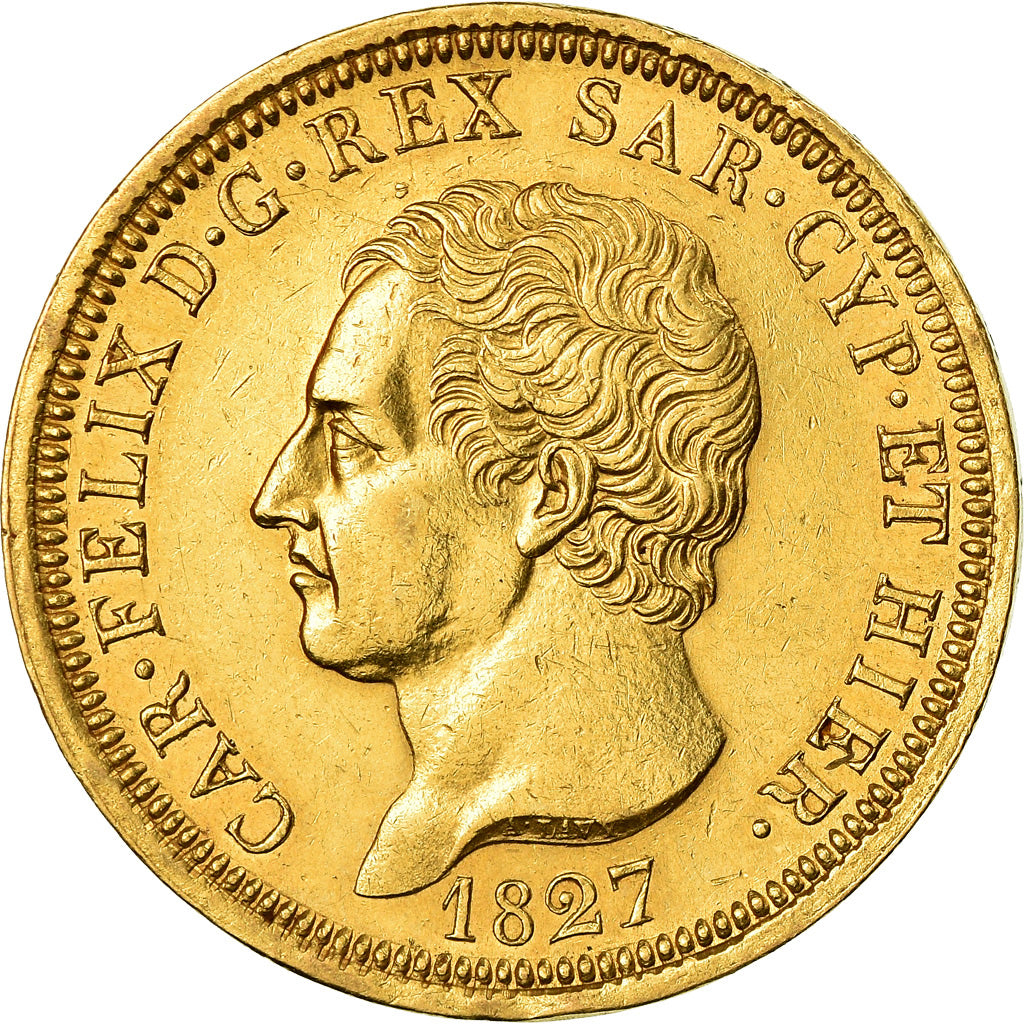Coin, ITALIAN STATES, SARDINIA, Carlo Felice, 80 Lire, 1827, Torino, AU(55-58)