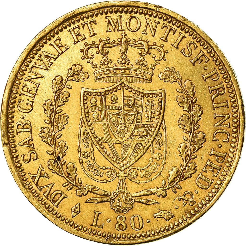 Coin, ITALIAN STATES, SARDINIA, Carlo Felice, 80 Lire, 1827, Torino, AU(55-58)