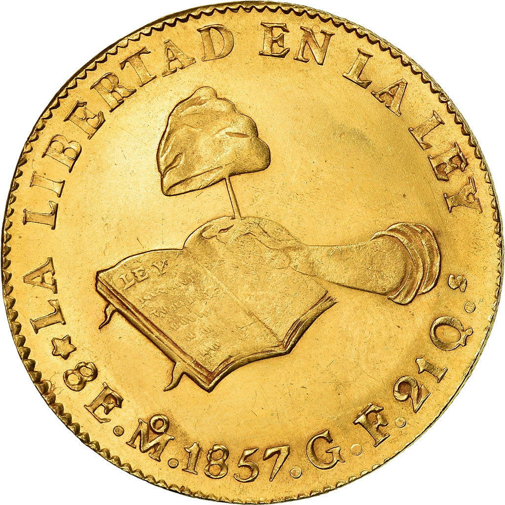Moneta, Messico, 8 Escudos, 1857, Mexico City, SPL-, Oro, KM:383.9