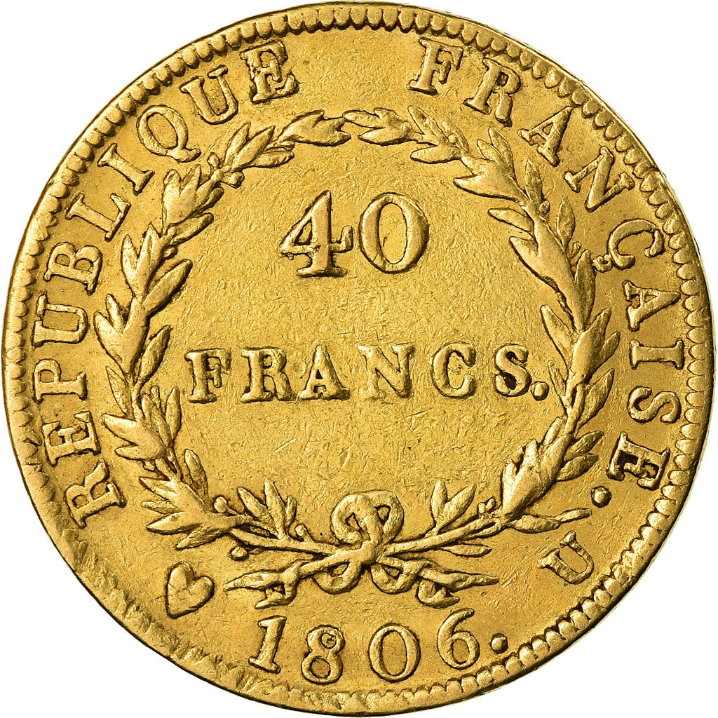 Münze, Frankreich, Napoléon I, 40 Francs, 1806, Torino, S+, Gold, KM:675.5
