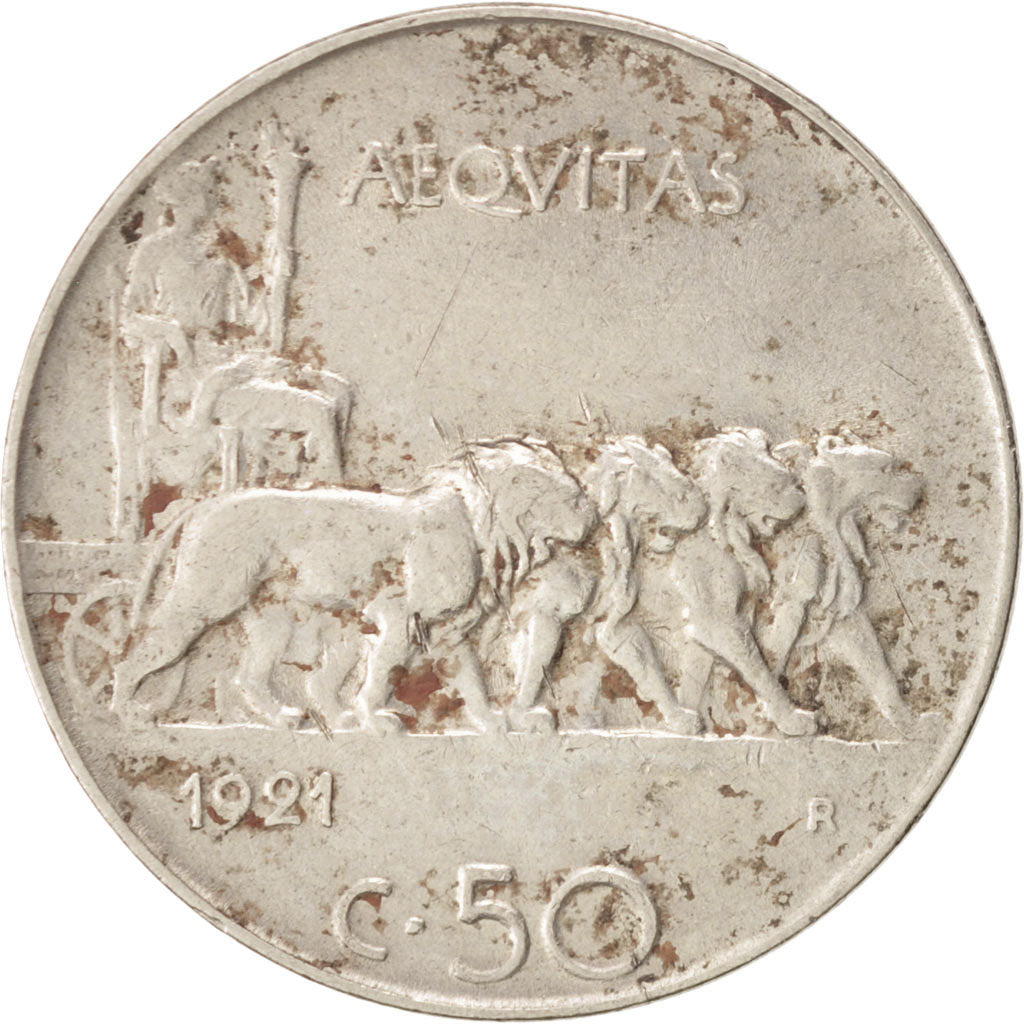 Coin, Italy, Vittorio Emanuele III, 50 Centesimi, 1921, Rome, EF(40-45), Nickel