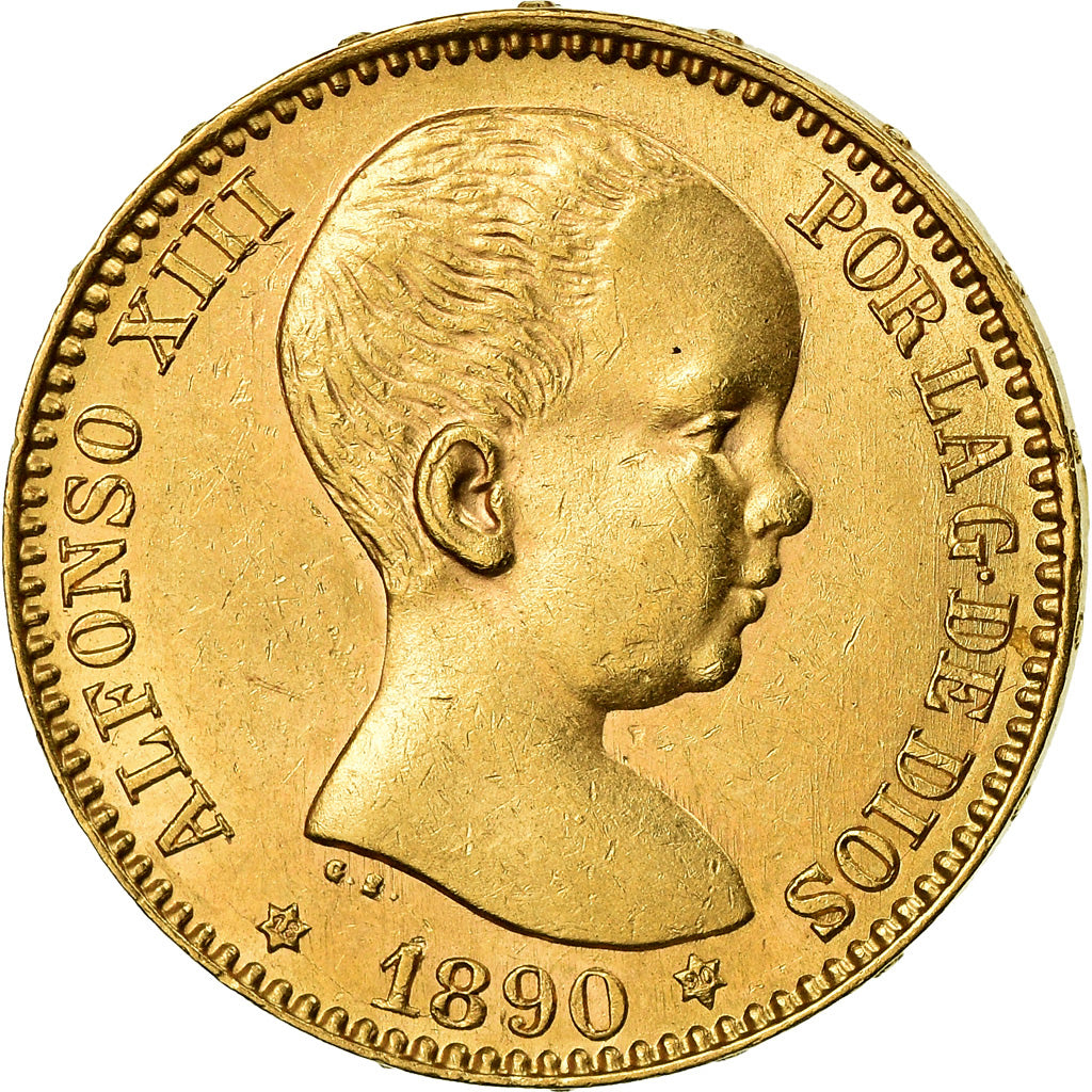 Münze, Spanien, Alfonso XIII, 20 Pesetas, 1890, Madrid, VZ, Gold, KM:693