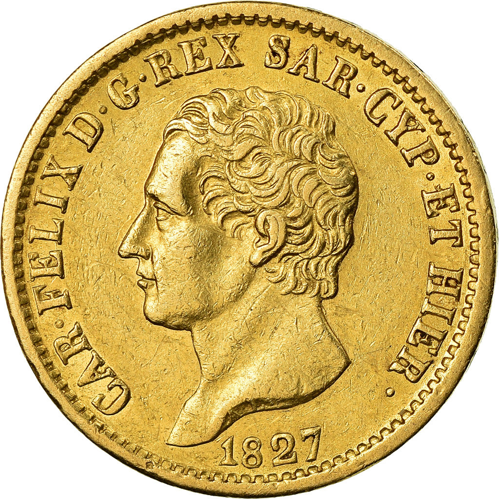 Coin, ITALIAN STATES, SARDINIA, Carlo Felice, 20 Lire, 1827, Torino, AU(55-58)