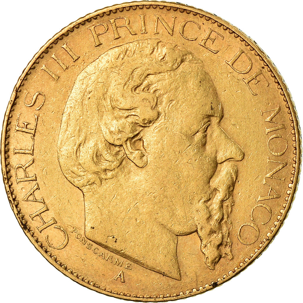 Monnaie, Monaco, Charles III, 20 Francs, Vingt, 1879, Paris, TTB, Or, KM:98