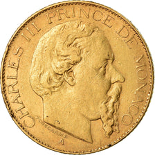 Monnaie, Monaco, Charles III, 20 Francs, Vingt, 1879, Paris, TTB, Or, KM:98