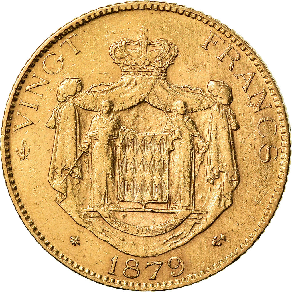 Coin, Monaco, Charles III, 20 Francs, Vingt, 1879, Paris, EF(40-45), Gold, KM:98