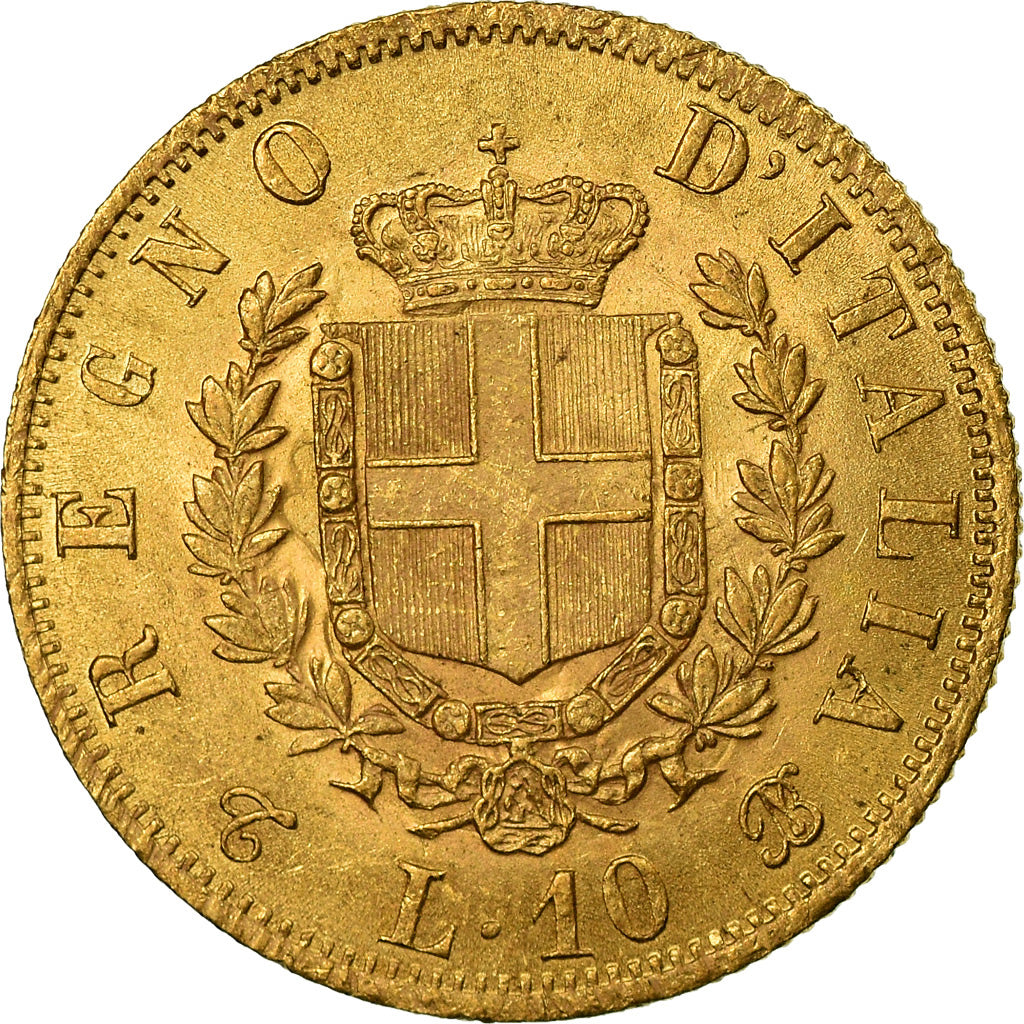 Coin, Italy, Vittorio Emanuele II, 10 Lire, 1863, Torino, MS(63), Gold, KM:9.3