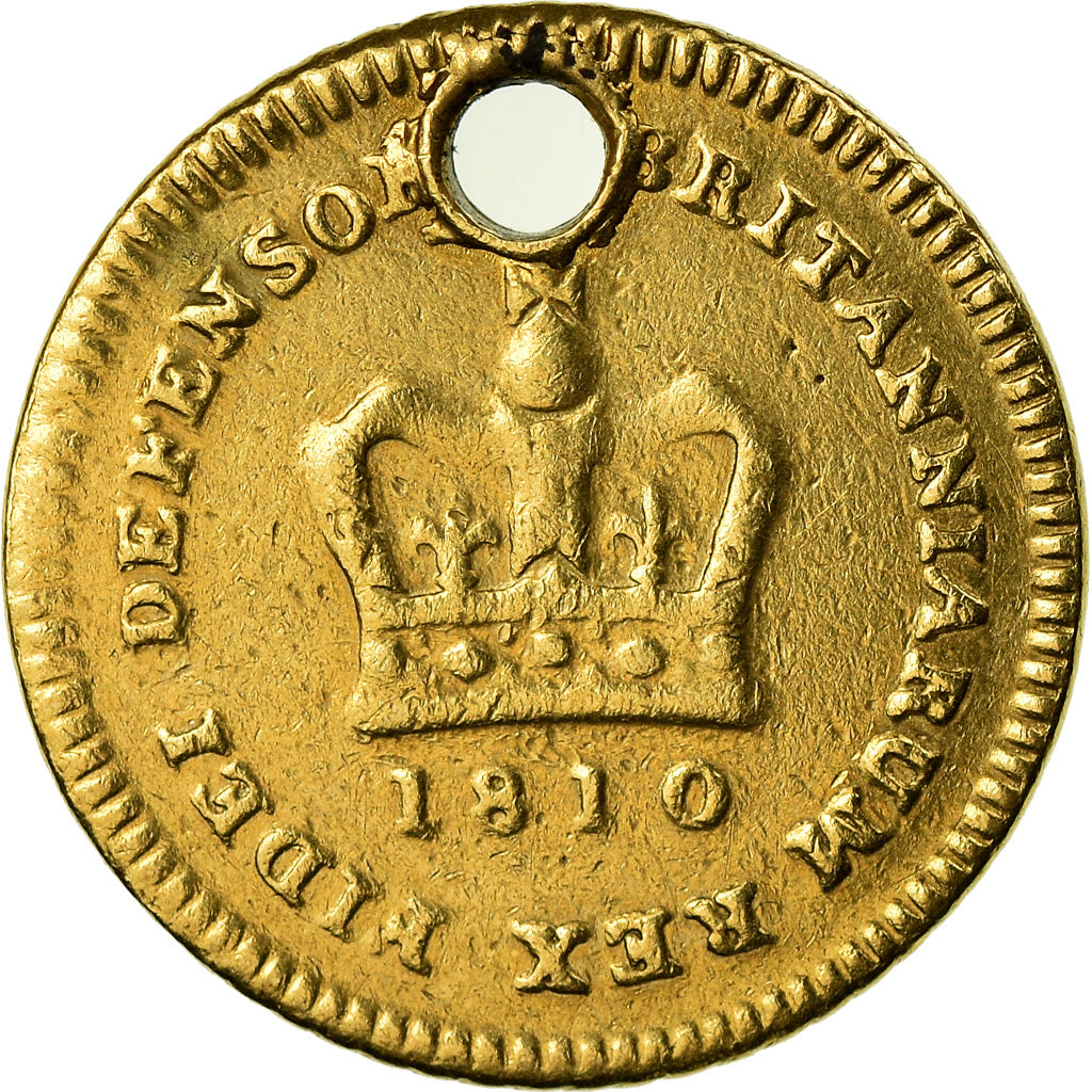 Coin, Great Britain, George III, 1/3 Guinea, 1810, VF(20-25), Gold, KM:650