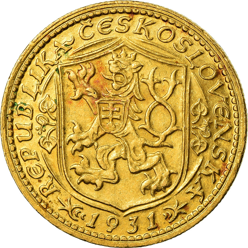 Coin, Czechoslovakia, Dukat, 1931, AU(55-58), Gold, KM:8