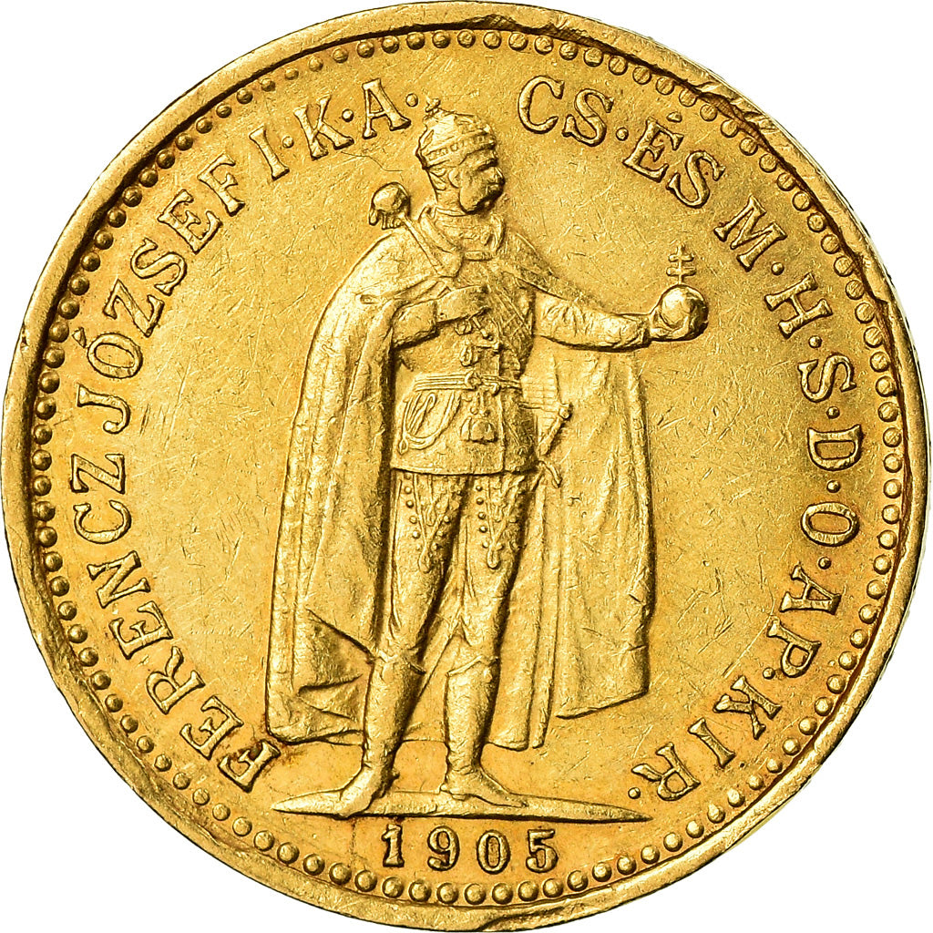 Münze, Ungarn, Franz Joseph I, 10 Korona, 1905, Kormoczbanya, VZ, Gold, KM:485