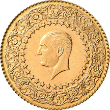 Coin, Turkey, 50 Kurush, 1972, MS(63), Gold, KM:871