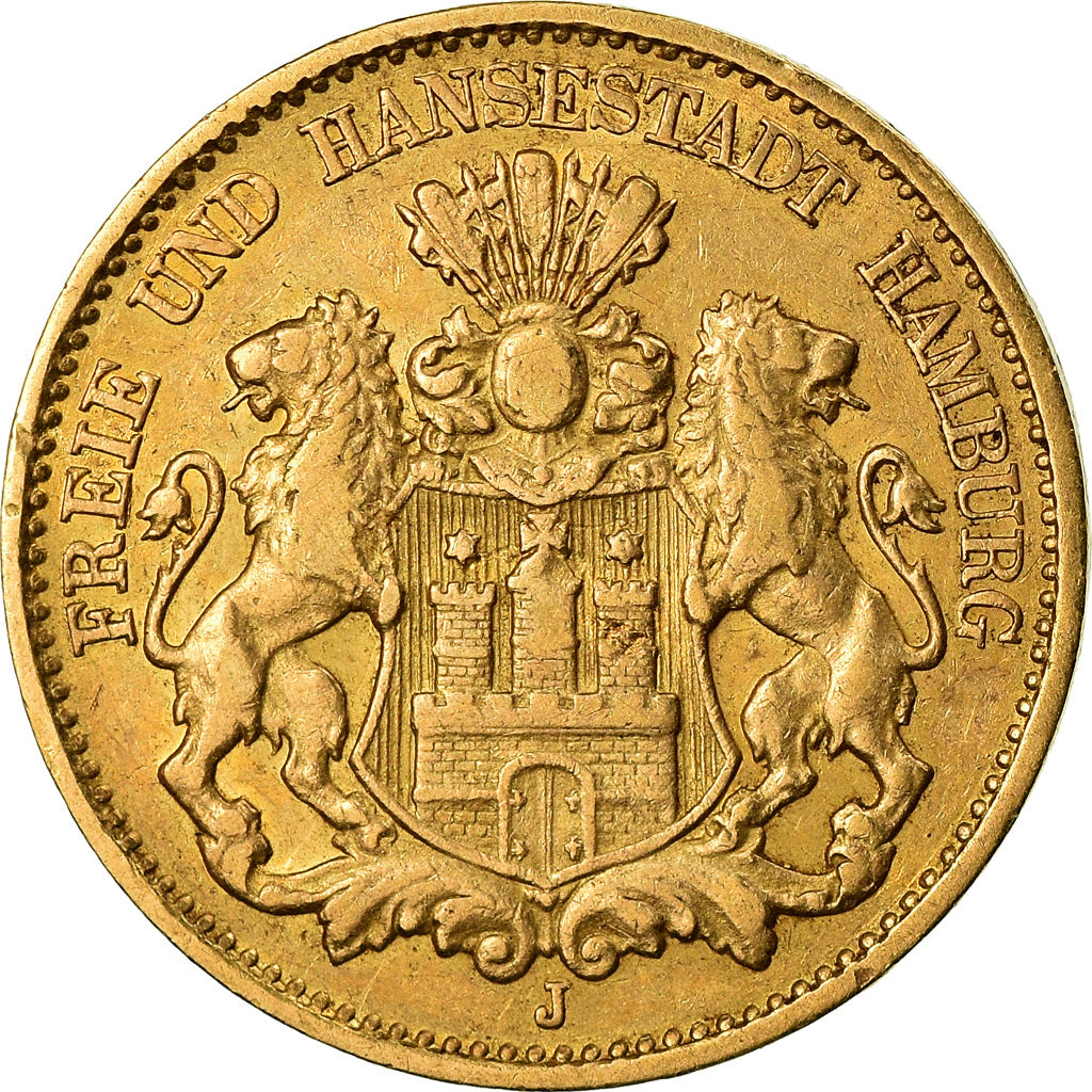 Monnaie, Etats allemands, HAMBURG, 10 Mark, 1890, Hamburg, TTB, Or, KM:608