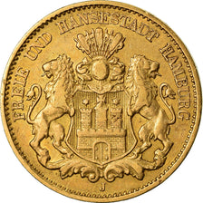 Monnaie, Etats allemands, HAMBURG, 10 Mark, 1890, Hamburg, TTB, Or, KM:608