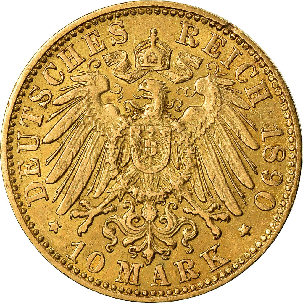 Monnaie, Etats allemands, HAMBURG, 10 Mark, 1890, Hamburg, TTB, Or, KM:608
