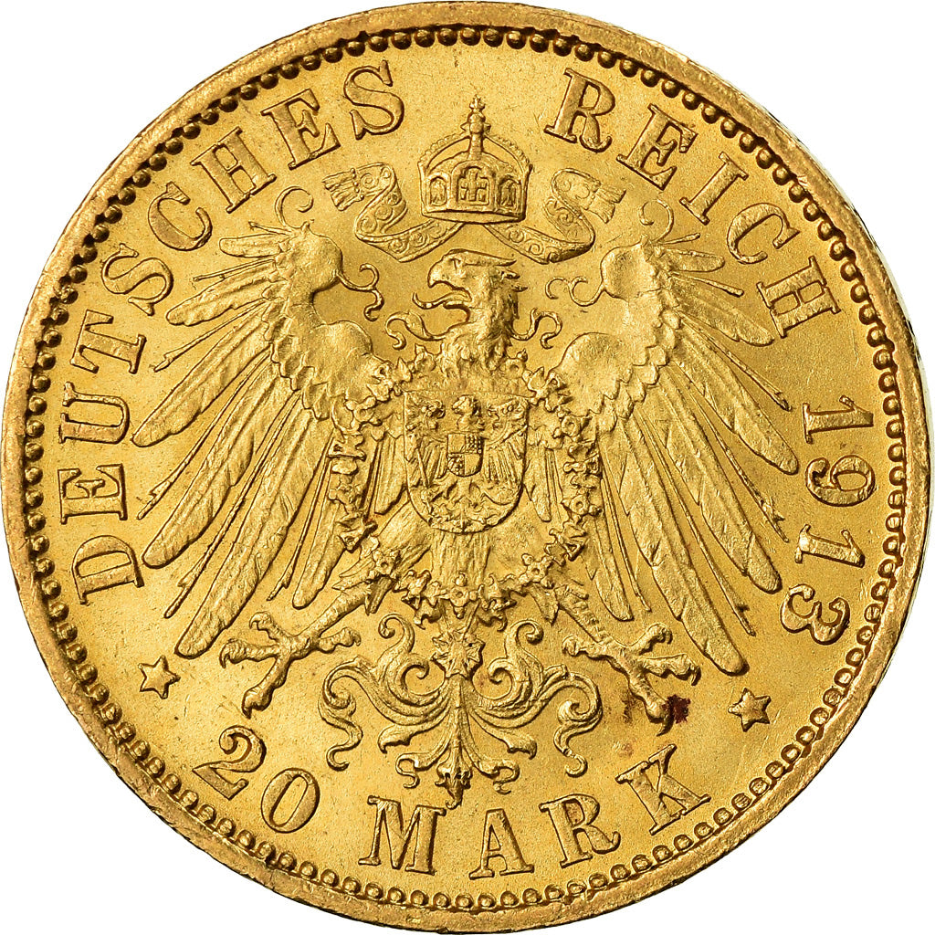 Coin, German States, SAXONY-ALBERTINE, Friedrich August III, 20 Mark, 1913