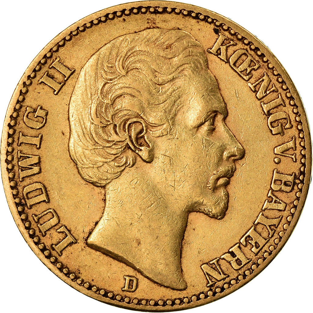 Moneda, Estados alemanes, BAVARIA, Ludwig II, 20 Mark, 1876, Munich, MBC, Oro