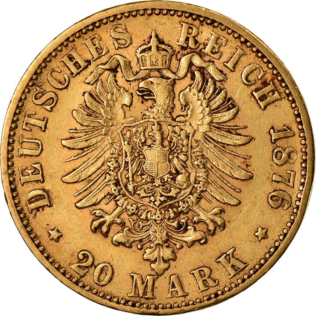 Moneda, Estados alemanes, BAVARIA, Ludwig II, 20 Mark, 1876, Munich, MBC, Oro