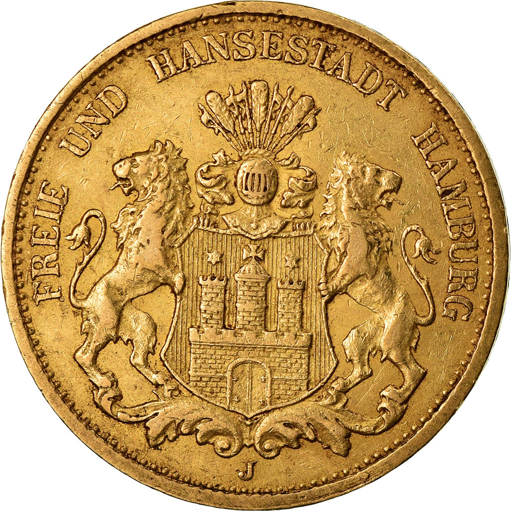 Moneda, Estados alemanes, HAMBURG, 20 Mark, 1876, Hamburg, EBC, Oro, KM:602