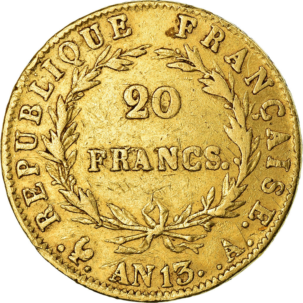 Münze, Frankreich, Napoléon I, 20 Francs, AN 13, Paris, S+, Gold, KM:663.1